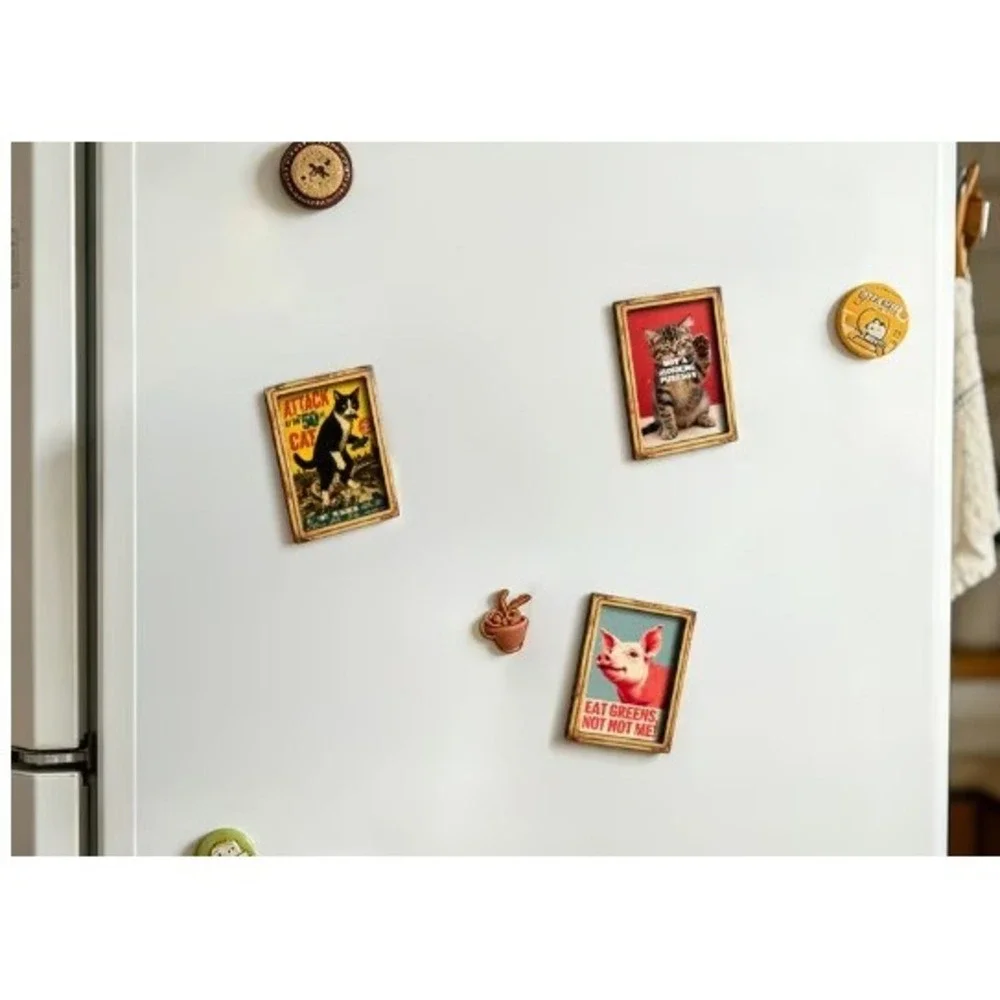 Cat Magnet Attack of 50 Foot Cat! Funny Humor Framed Miniature Magnet New Cute!